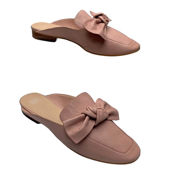 BP Nordstrom Maddy Bow Dusty Pink Leather Mules - Picture 7 of 10